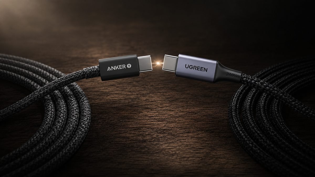 Anker Zolo and UGREEN 240W USB-C connectors meeting with a spark of power
