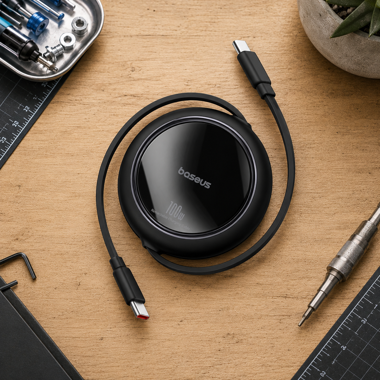 Baseus 100W retractable USB-C to USB-C cable, our best travel pick