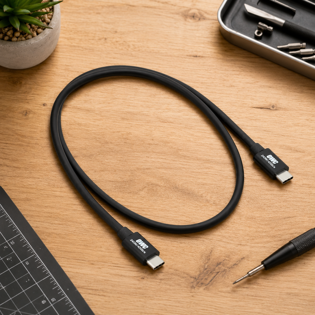 OWC Thunderbolt 4 USB-C cable supporting 40Gbps and 240W, our best pro data pick