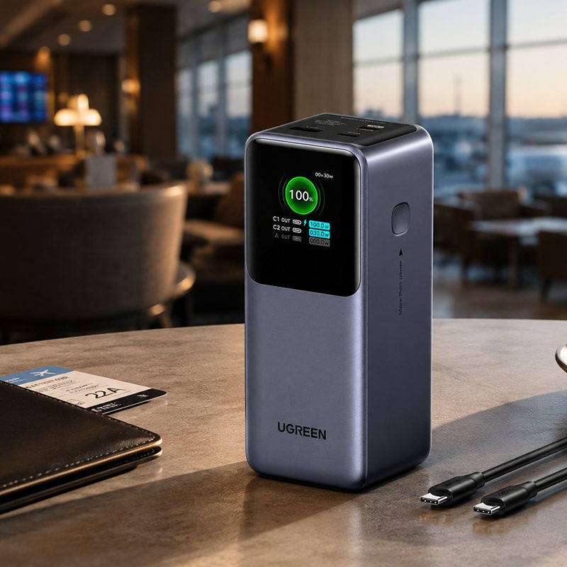 UGREEN Nexode 20000mAh 130W power bank with TFT smart display