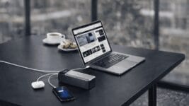 Anker 737 PowerCore 24K power bank at an airport gate, 140W USB-C