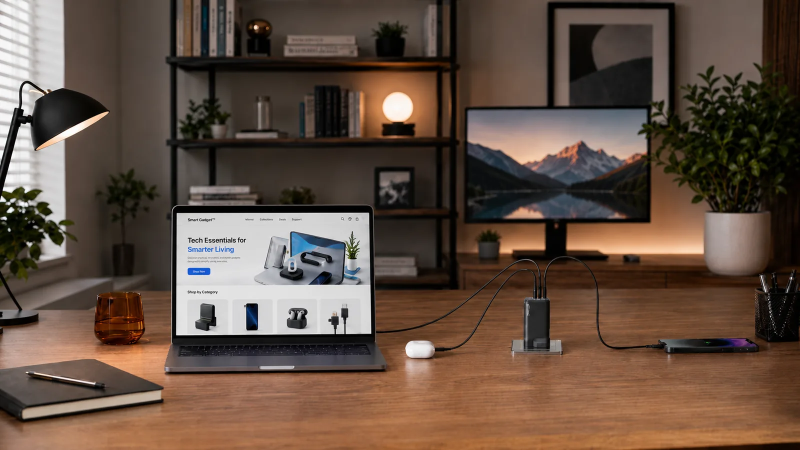Anker Prime 100W GaN charger on a desk