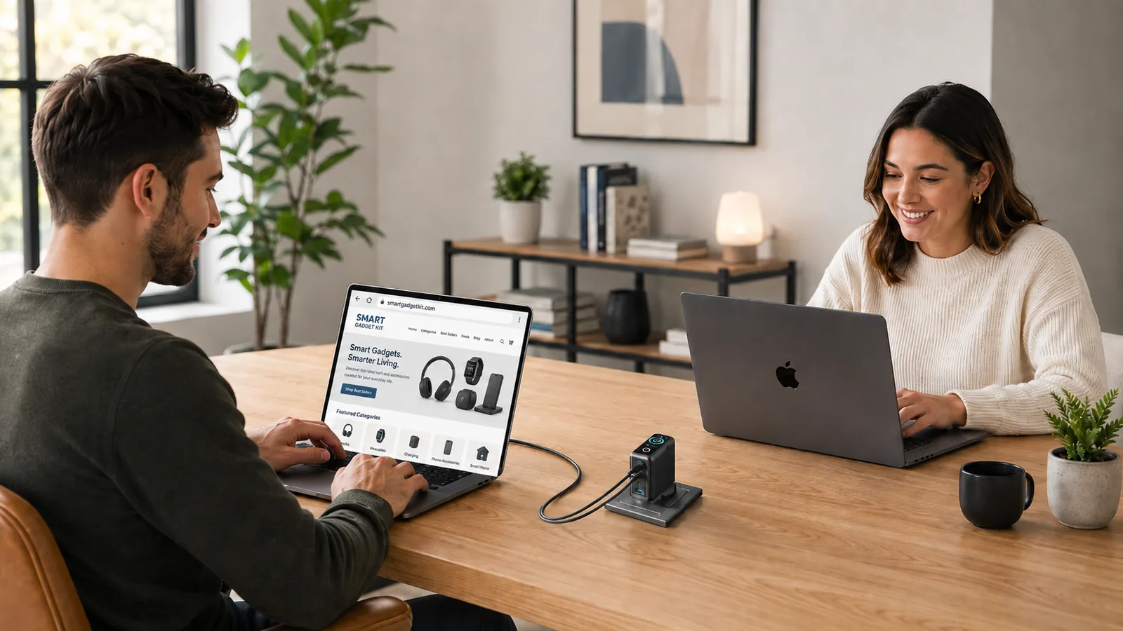 Anker 140W 4-Port USB-C GaN charger on a desk