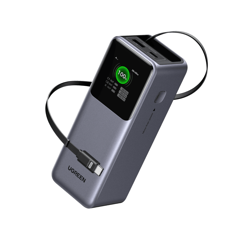 UGREEN Nexode 20000mAh 165W power bank with retractable USB-C cable
