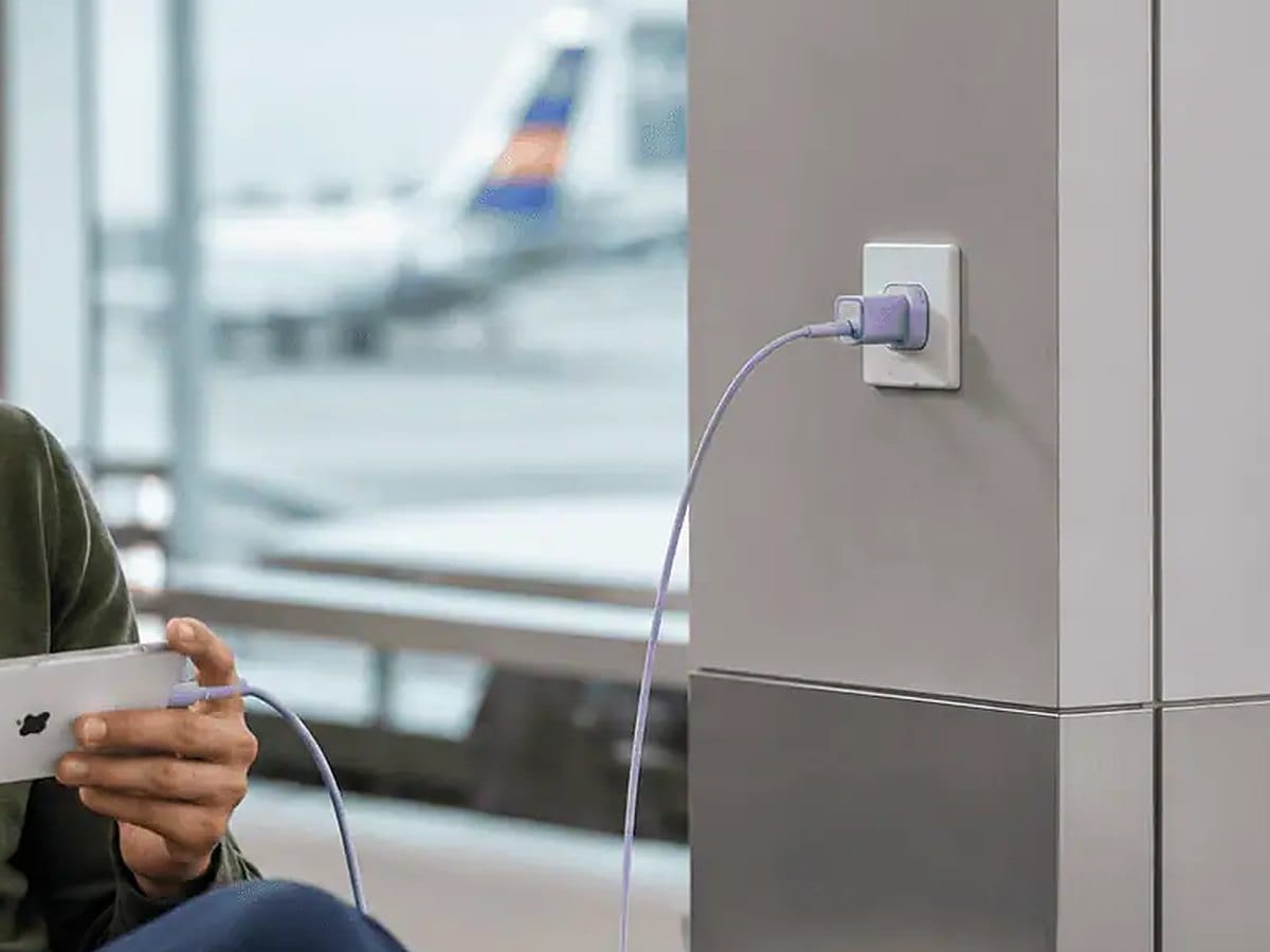 Anker 511 Nano 4 30W USB-C charger at an airport outlet