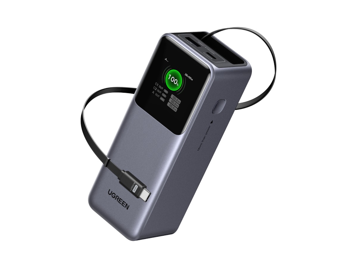 UGREEN Nexode 20000mAh 165W power bank with retractable USB-C cable